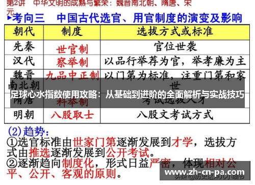 足球心水指数使用攻略：从基础到进阶的全面解析与实战技巧